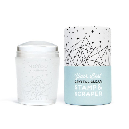 Moyou London - Tampon rond cristal transparent (grattoir inclus)