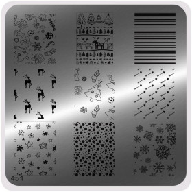 Nail Fashion Moyou - Plaque de motifs stamping carrée 451 (festive)