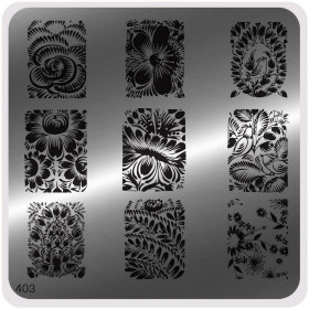 Nail Fashion Moyou - Plaque de motifs stamping carrée 403 (vintage)