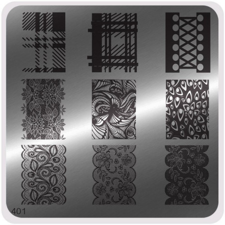 Nail Fashion Moyou - Plaque de motifs stamping carrée 401 (vintage)
