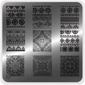 Nail Fashion Moyou - Plaque de motifs stamping carrée 521 (Ethnic)