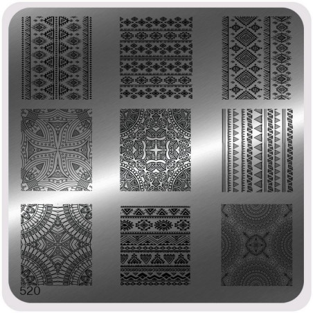 Nail Fashion Moyou - Plaque de motifs stamping carrée 520 (Ethnic)