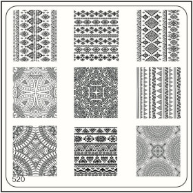 Nail Fashion Moyou - Plaque de motifs stamping carrée 520 (Ethnic)